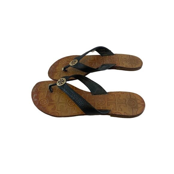 Tory burch Women's Brown Leather Flip Flop Sandals - 7M - Picture 1 of 11